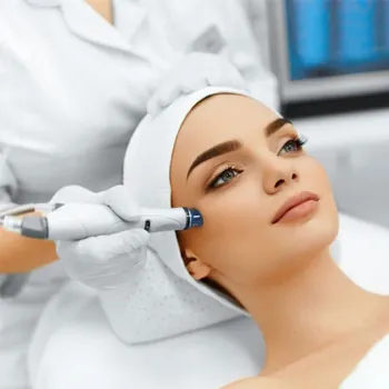 Paciente recebendo tratamento dermatológico facial